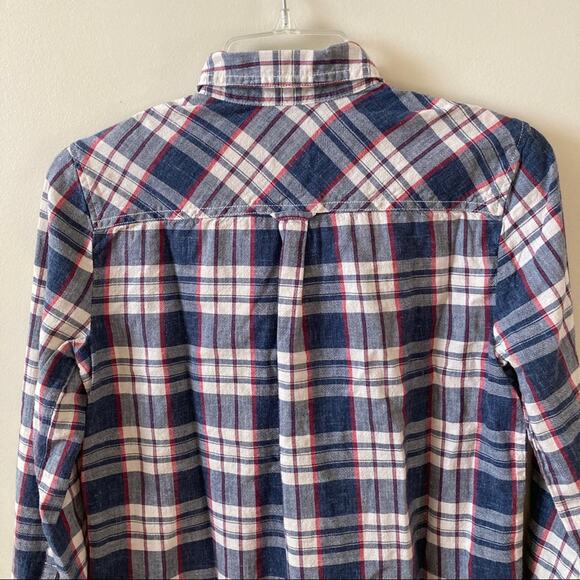 J. Crew Factory Plaid Popover Blouse XXS - Picture 4 of 9